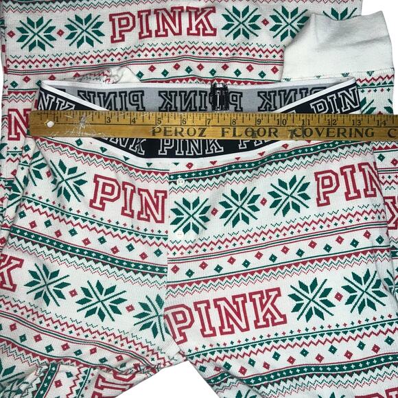 Victorian's Secret PINK Holiday fair isle Christmas Waffle PJ top pant set med - Picture 4 of 7